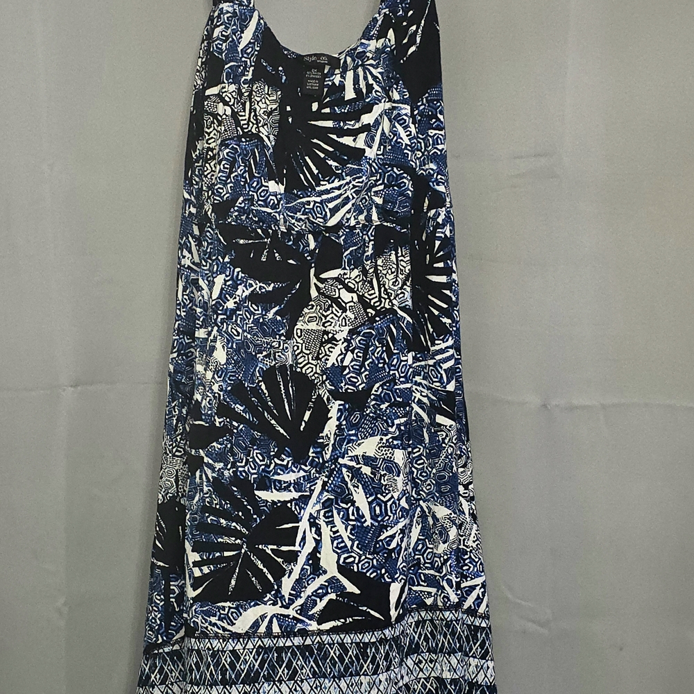Style & Co. Navy and White Patterned Midi Dress